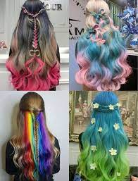 Different Hair Color Ideas For Long Hair With Soft Curls Rainbow Ombre Colormelt Long Hair Styles Different Hair Colors Hair Styles