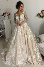 About 38% of these are wedding dresses, 10% are evening dresses, and 40% are plus size dress a wide variety of wedding dresses long sleeved options are available to you, such as feature, fabric type, and supply type. Glamorous Lace Appliques V Neck Wedding Dresses Long Sleeves Backless Floral Bridal Gowns Yesbabyonline Com