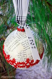 Wrap the scarf around the bear's neck. Book Page Christmas Ornament And Exchange 2 Bees In A Pod