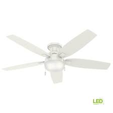 Ceiling fan lighting assemblies come in a variety of styles. Hunter Duncan 52 In Led Indoor Fresh White Flush Mount Ceiling Fan With Light 59186 The Home Depot