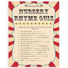 Circuses are a group of performers that may include acrobats, clowns, trained animals, trapeze acts, musicians, hoopers, tightrope walkers, jugglers and other artists who perform stunts. Nursery Rhyme Quiz Game Circus Printable Baby Games Ohhappyprintables