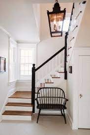 Black White Entryway Farmhouse Staircase Chicago Kara O Connor Interiors Staircase Design Home Farmhouse Staircase