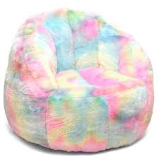 heritage club rainbow faux fur bean bag chair pastel tie dye walmart com in 2021 kids bean bags bean bag chair kids bean bag chair