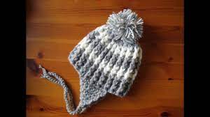 Crochet Baby Pom Pom Hat 0 3 Months For Newborn Size See My Other Video All Sizes Without Ear Fl Crochet Baby Hats Easy Crochet Baby Hat Crochet Baby Boy Hat