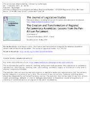 Pdf The Creation And Transformation Of Regional Parliamentary Assemblies Lessons From The Pan African Parliament