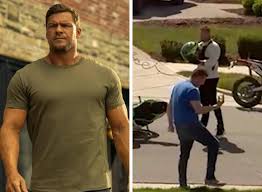 Reacher' star Alan Ritchson allegedly beats up neighbour in front of kids in wild video. The neighbour had previously complained to Ritchson about the speed and noise of the motorbikes he and