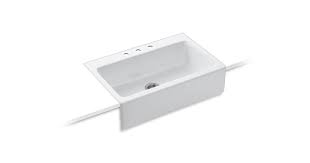 Kohler cobalt blue kitchen sink drop in single hole. K 6546 3 Dickinson Apron Front Kitchen Sink W Three Faucet Holes Kohler