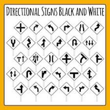 Black And White Road Signs Directional Road Signs Black And White Commercial Use Clip Art Set Clip Art Black White Art