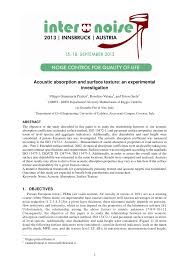 Check spelling or type a new query. Pdf Acoustic Absorption And Surface Texture An Experimental Investigation