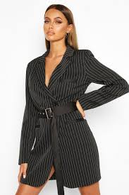 Pinstripe Belted Blazer Dress Boohoo Bodycon Fashion Blazer Dress Dresses