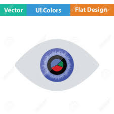 Eye With Market Chart Inside Pupil Icon Flat Design Vector