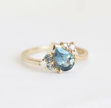 Blue Pear Sapphire Engagement Ring Sapphire Cluster Ring 18k Etsy Cluster Engagement Ring Engagement Rings Sapphire 18k Gold Wedding Rings