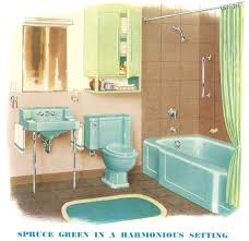 the color green in kitchen and bathroom