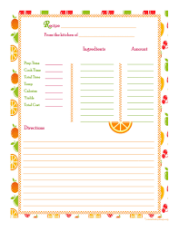 Orange Cherry Apple Background Recipe Card Full Page Recipe Book Templates Recipe Cards Template Printable Recipe Cards