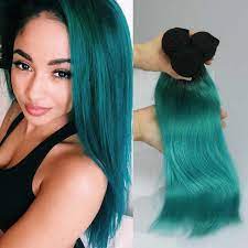 Blue black hair color has become a huge trend not only among celebs. 7a Peruvian Ombre Hair Extensions Straight Blue Green Human Hair Weave Mix 3bundles Lot Ombre Human Hair Weave Virgin Hair Weave Leatherweave Brazilian Hair Aliexpress