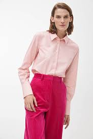Slim Poplin Shirt Light Pink Shirts Blouses Arket Ww In 2020 Light Pink Shirt Poplin Shirt Women Shirts Blouse