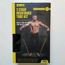 Tko 3 Stage Resistance Tube Kit Exercise Chart And Nylon Carry Bag Home Gym Nib