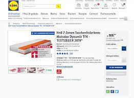 Die matratze ist nicht auf nächtliches bewegen ausgelegt, sodass der schlaf unterbrochen wird. Screenshot 2020 02 04 Hn8 7 Zonen Taschenfederkern Matratze Dynamic Tfk Testsieger 2019 Lidl De Mypaketshop