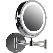 Polished Chrome Wall Mount Led Lighted Makeup Mirror Wall Mounted Makeup Mirror Makeup Mirror With Lights Makeup Mirror
