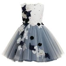 Lesy Girls Navy Blue White Floral Embroidered Dress Girls Designer Dresses Girls Dresses Baby Girl Dresses