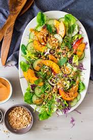 Asian Zucchini Noodle Salad With Vegan Miso Dressing Lazy Cat Kitchen Recipe Summer Recipes Dinner Zucchini Pasta Recipes Pasta Recipes