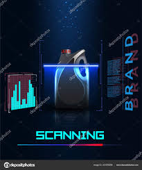 concept of scanning a bottle of engine oil futuristic user