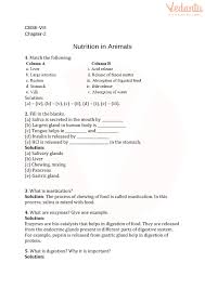 cbse class 7 science nutrition in animals worksheets with answers chapter 2