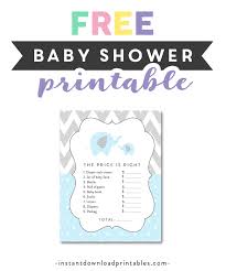 Since you probably don't know 10 people that are about to have or have just had a new baby, i've made these both as single tags as well as full page versions that have 10. Free Printable Baby Shower Light Blue Gray Chevron Elephant Baby Boy Game The Price Is Right Instant Download Instant Download Printables