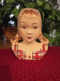 STANFORD POTTERY JEAN Wall Pocket Vase Mid Century 1950 Girl Pigtails  Country £23.63