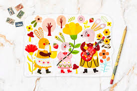 Easter Bunny Parade Postcard (ETR24-3) Fun postcard