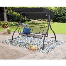Mainstays Jefferson 3 Person Outdoor Canopy Porch Swing Walmart Com Porch Swing With Canopy Porch Swing Outdoor Swing With Canopy