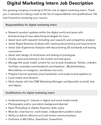 Digital Marketing Intern Job Description | Velvet Jobs
