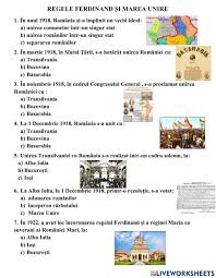 The union of transylvania with romania was declared on 1 december 1918 (n.s., 18 november o.s.) by the assembly of the delegates of ethnic romanians held in alba iulia. Regele Ferdinand Èi Marea Unire Worksheet