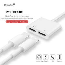 2 In 1 Adapter For Iphone 7 8 Plus X 10 For Lightning To Double Splitter Jacks Audio Charging Adapter Cable Earphone Adap Jack Audio Earphones Adapter Earphone