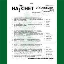 Hatchet Vocabulary List And Quiz 30 Words Chs 13 15 Teaching Resources