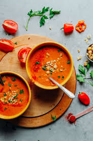 Romesco Soup With Chickpeas Minimalist Baker Recipes Recipe Stuffed Peppers Roasted Red Pepper Soup Stuffed Pepper Soup