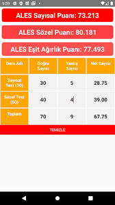 En son yapılan sınavın standart sapmaları kullanılmıştır. Ales Puan Hesaplama For Android Apk Download