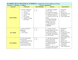 Spanish 2 Curriculum Map Warren Hills Regional School District