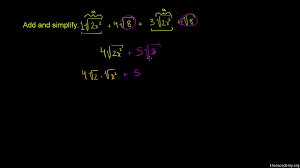 Radical expressions can often be simplified by moving factors which are perfect roots out from under the radical sign. Simplifying Radical Expressions Addition Algebra Video Khan Academy