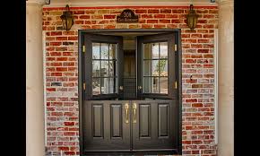 Rectangular, straightline door, rectangular glass panel (style 181) in mahogany with sidelights, transom, custom art glass, and custom grilles. Farmhouse Front Door Ideas That Are Simple And Inspiring