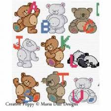 Teddy Bear Alphabet Cross Stitch Pattern By Maria Diaz