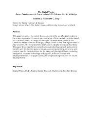 The whole process of researching gets very tedious for students. Pdf The Digital Thesis Recent Developments In Practice Based Phd Research In Art Design