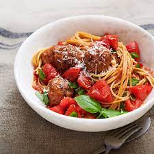 Spaghetti Chicken Meatballs With No Cook Tomato Sauce Recipe Mediterranean Diet Meal Plan Mediterranean Diet Recipes Recipes