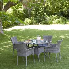 Mali Grey Rattan 4 Seater Round Stacking Garden Furniture Set At Homebase Co Uk Garden Furniture Sets Garden Furniture Outdoor Furniture Sets