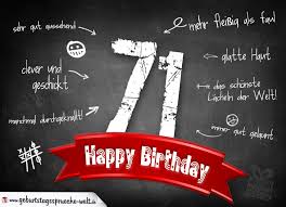 Komplimente Geburtstagskarte Zum 71 Geburtstag Happy Birthday