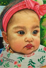 I just love this girl's smile. The three are a cute family and I enjoyed  painting them for a friend. The little details add so much to the finished  painting. Not all