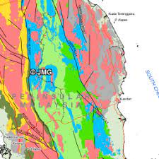 Rock units or geologic strata are shown by color or symbols to indicate where they are exposed at the surface. Geological Map Of Peninsular Malaysia