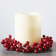 Red Christmas Berry Candle Wreath Ring Centerpiece Candle Rings Centerpiece Candle Wreaths Mini Wreaths