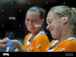 2016, 12 April, Arena Loire, TrŽlaz , Semifinal FedCup, France-Netherlands,  Dutch team at the `Chateau, ltr: Cindy Burger, Captain Paul Haarhuis,  Arantxa Rus, Kiki Bertens, and Richel Hogenkamp Photo:Tennisimages/Henk  Koster Stock Photo -