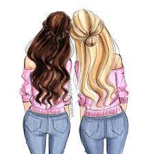 It Takes Two A New Print With Several Color Options At Hnillustration Etsy Com Bridesmaidgifts Fashi Drawings Of Friends Bff Pictures Best Friend Drawings